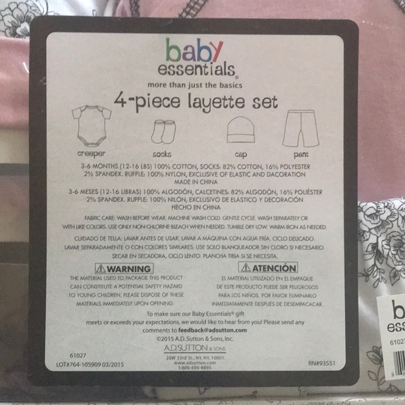 4 piece Layette Set for Girl - Picture 2 of 2